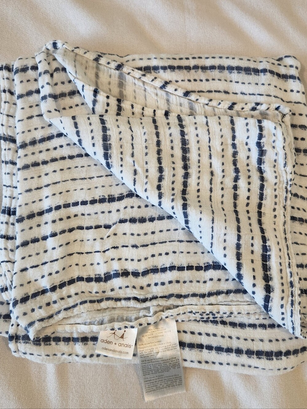 ADEN + ANAIS Indigo Moonlight Bead  Shibori Swaddle Blanket